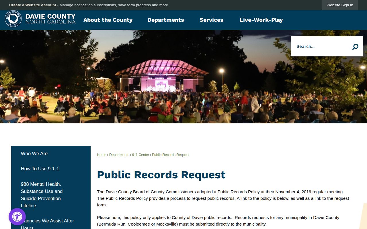 Davie County Detention Center release-record request procedure