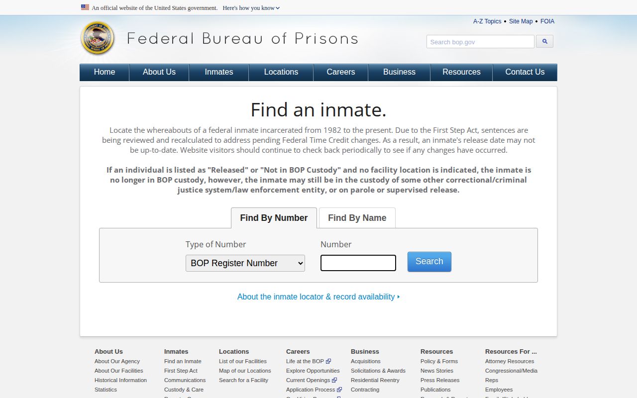 BOP federal released inmate lookup for a Davie County case