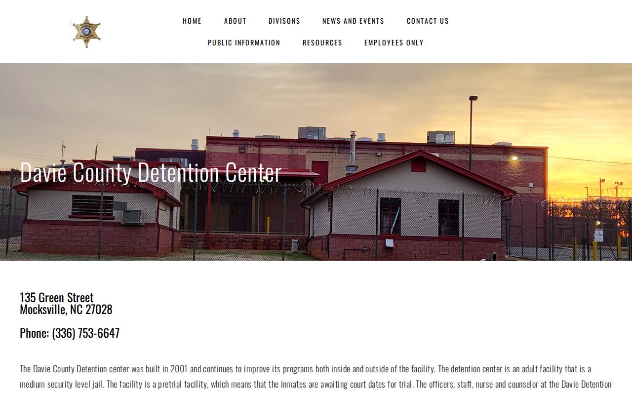 Official Davie County Detention Center released inmate resources